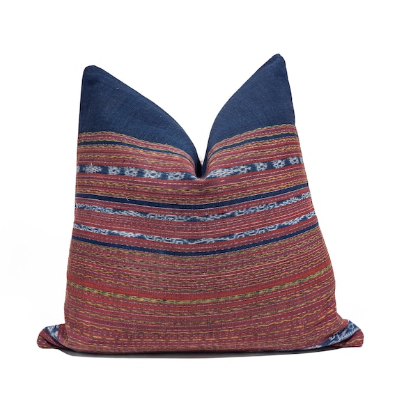 Antique Ikat Pillow Cover | Rare Flores Textile, Vintage Indonesian Tribal Cushion, Heirloom Decor