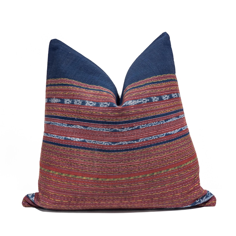 Antique Ikat Pillow Cover | Rare Flores Textile, Vintage Indonesian Tribal Cushion, Heirloom Decor image 1
