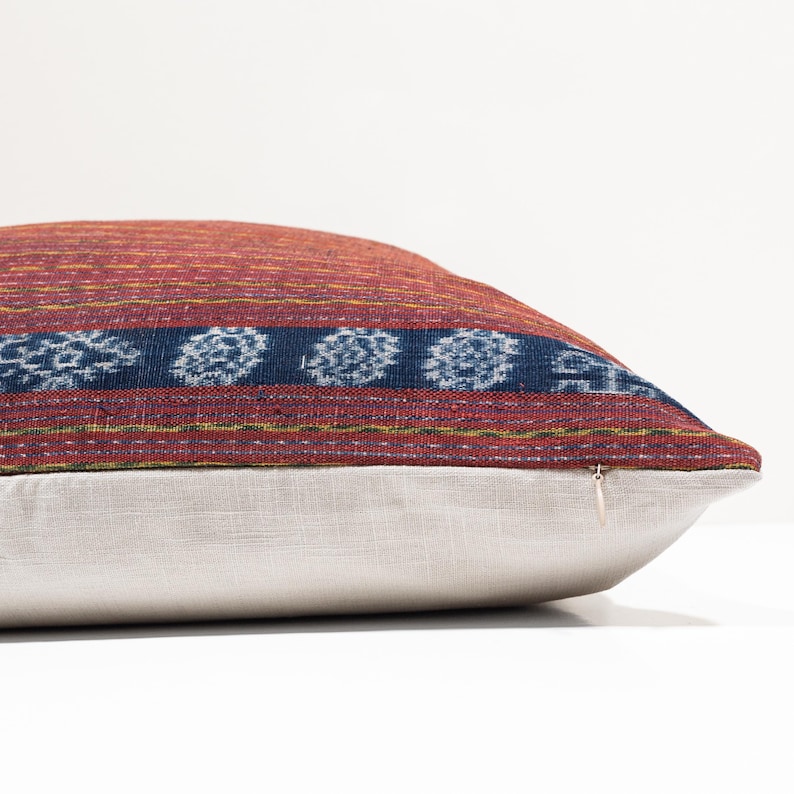 Antique Ikat Pillow Cover | Rare Flores Textile, Vintage Indonesian Tribal Cushion, Heirloom Decor image 6