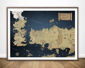 Game of Thrones Map Wall Art, Game of Thrones Art, Game of Thrones Gift, GOT Khaleesi Mother of Dragons, Daenerys Targaryen House Stark