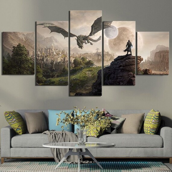 5 Pieces Skyrim Poster The Elder Scrolls Wall Art 5 Pcs Etsy