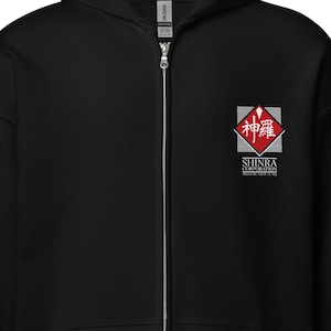 Shinra Corporation Zip Up Hoodie Hooded Sweatshirt Double-Print Dark Colours image 1