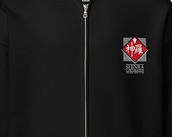 Shinra Corporation Zip Up Hoodie Hooded Sweatshirt Double-Print Dark Colours