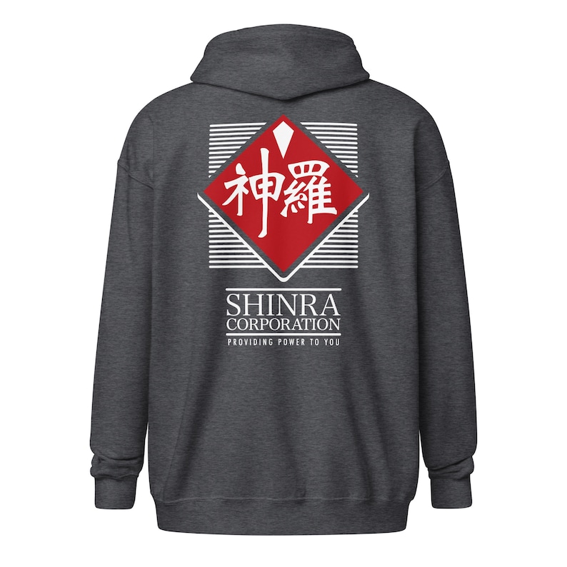 Shinra Corporation Zip Up Hoodie Hooded Sweatshirt Double-Print Dark Colours image 3