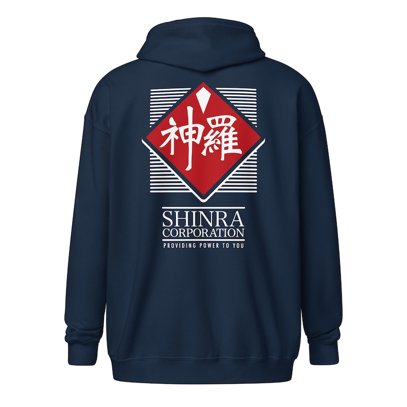 Shinra Corporation Zip Up Hoodie Hooded Sweatshirt Double-Print Dark Colours image 5