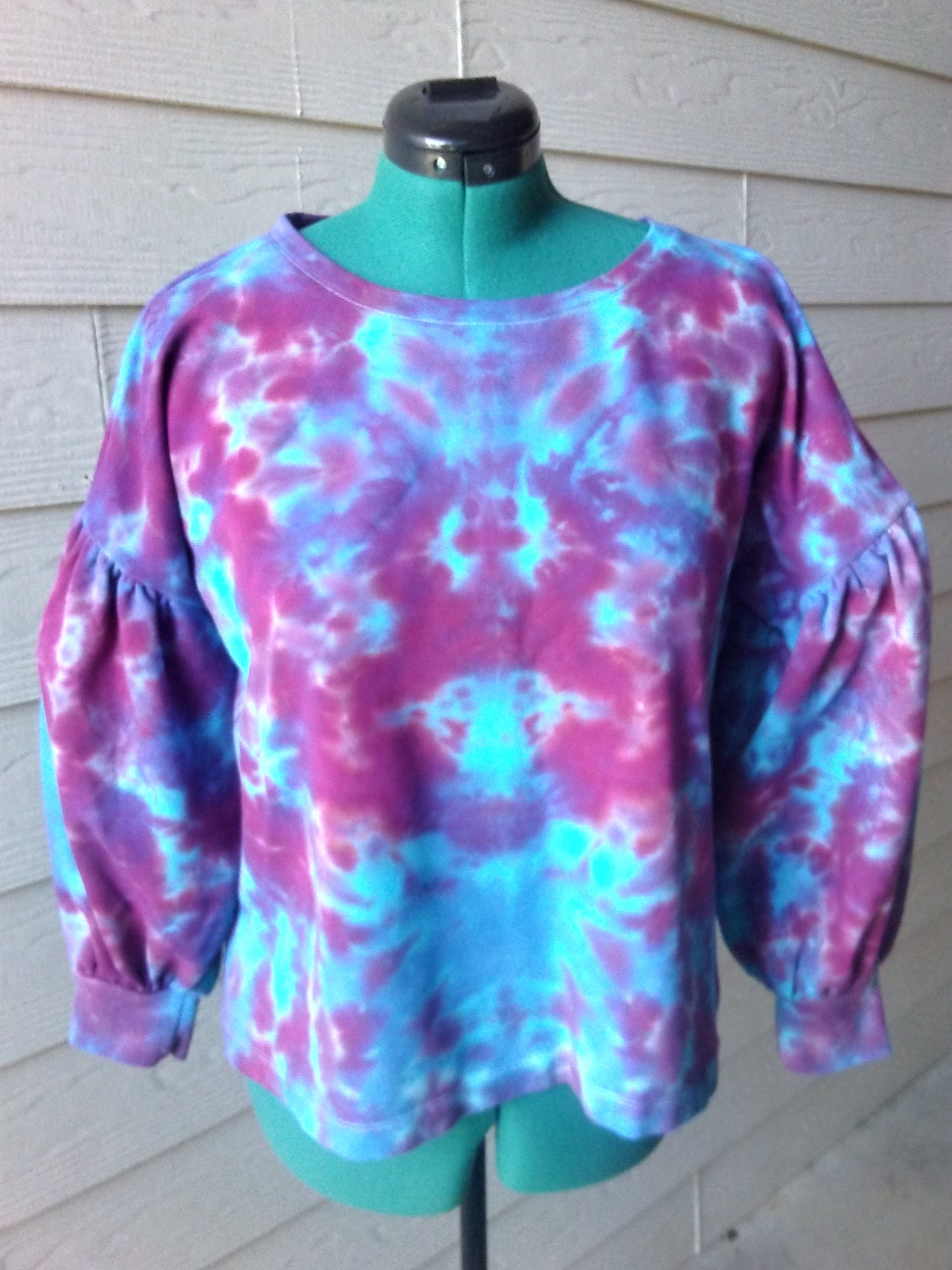 Womens Oversized Tie Dyed Sweatshirt Blue Red/xl Ice Dyed - Etsy