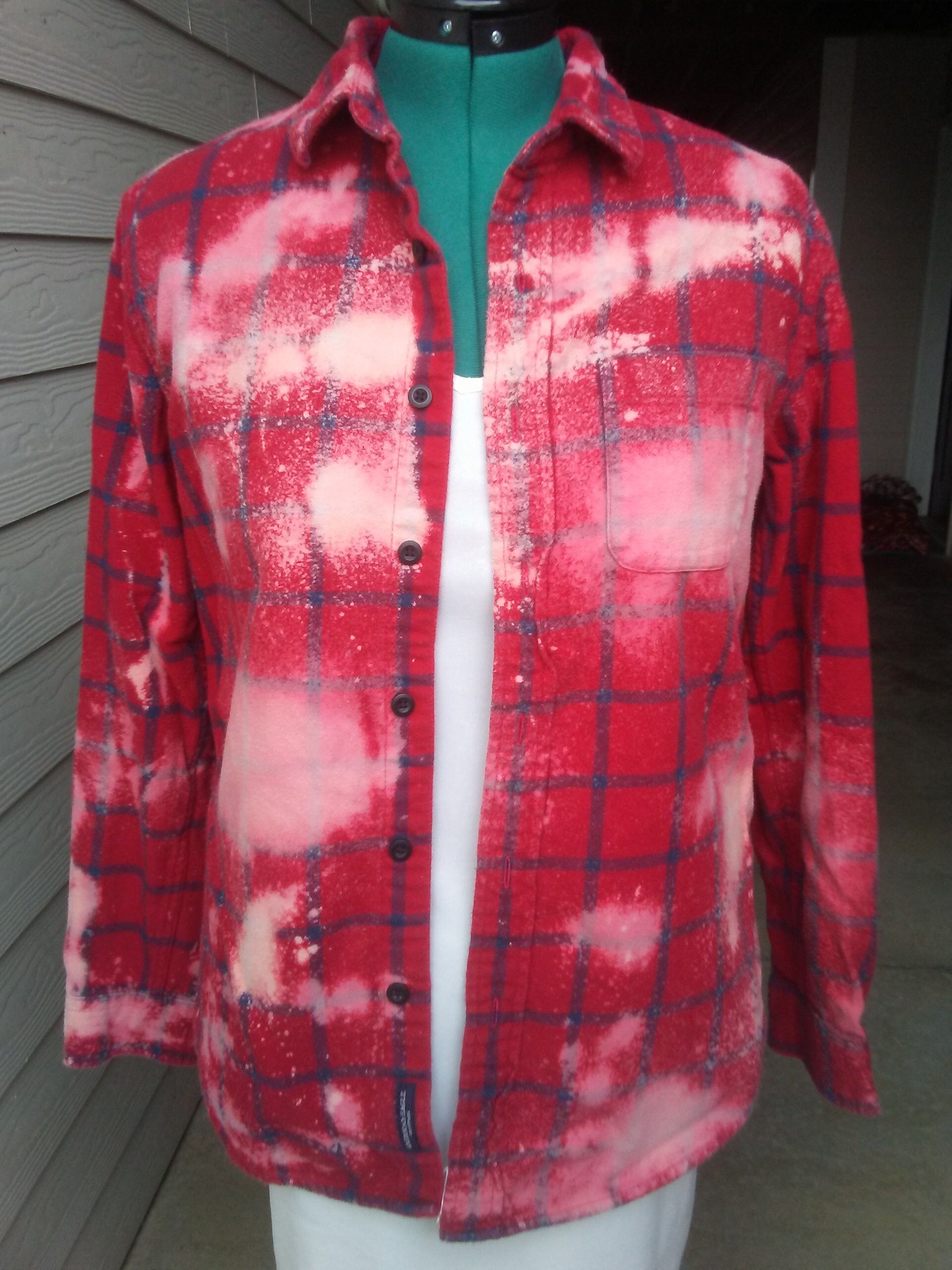 American Eagle Bleached Red Flannel Men 