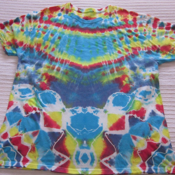 Double Rainbow Lotus Tie Dye Size Large Top/Unisex Tie Dye/Hippie T-Shirt/Large Men's Hanes Shirt