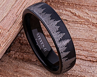 Schwarzer Wolframwald Ring: 6 mm Ehering