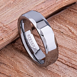 Wolfram Herren Ehering oder Männer Verlobungsring 6 mm, Geschenk für Freund, Versprechensring für ihn, Jubiläumsband für Männer, Wolframring