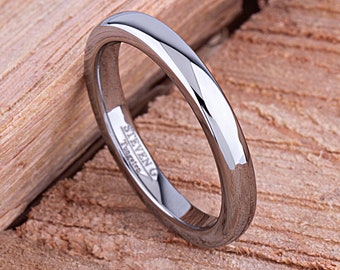 Tungsten Mens or Womens Wedding Band Unisex Engagement Ring 3mm, Promise Ring for Him or Her, Anniversary Gift for Men Women, Tungsten Ring