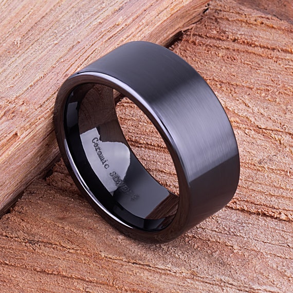 Black ceramic deals mens wedding band