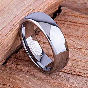 Tungsten Mens Wedding Band or Engagement Ring 7mm, Minimalist Tungsten Band, Gift for Husband, Promise Ring for Boyfriend, Male Wedding Band