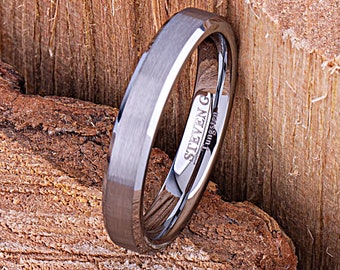 Tungsten Wedding Band or Engagement Ring 4mm, Promise Ring for Him or Her, Anniversary Gift for Man or Woman,  Unisex Tungsten Ring Present