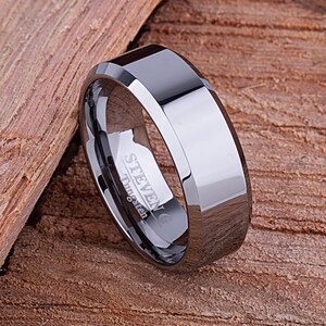 Tungsten Mens Engagement Ring, Mans Wedding Band 8mm Promise Ring for Him, Unique Wedding Band, Mens Anniversary Husband Gift, Tungsten Ring