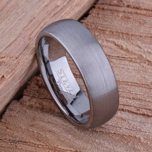 Tungsten Mens Wedding Band or Traditional Mens Engagement Ring 7mm Brushed, Gift For Boyfriend or Husband, Mens Wedding Ring, Tungsten Ring