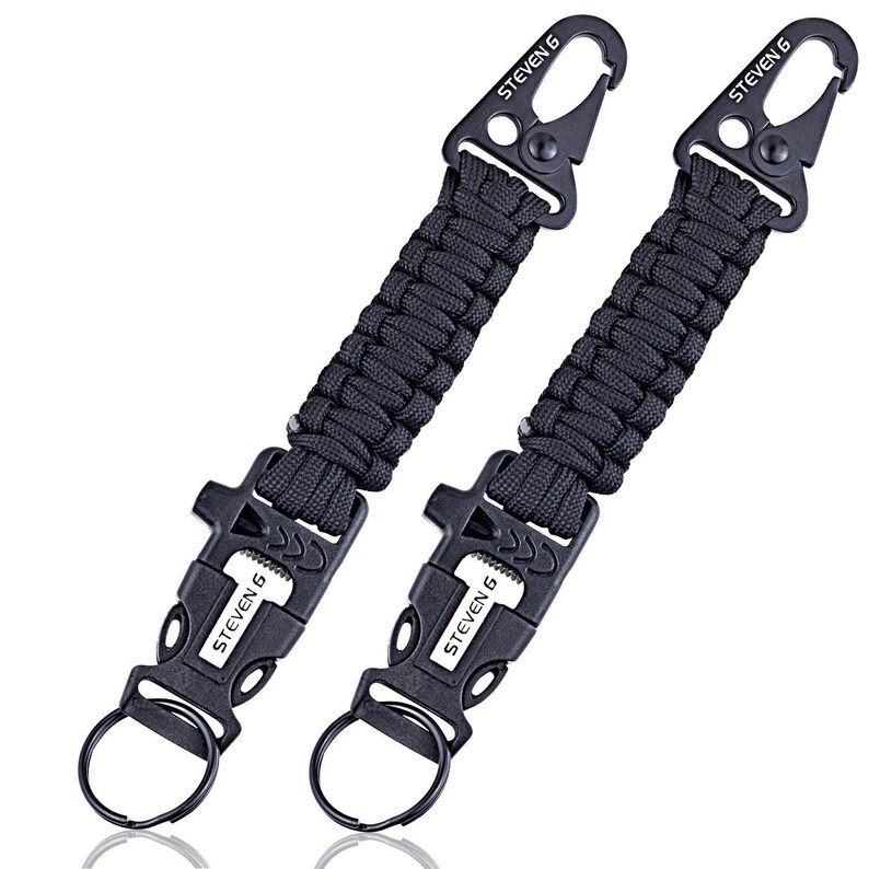 Paracord Carabiner Survival Keychain Hand Knotted With Etsy