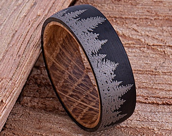 Forest Wolfram Ehering: Whisky Fass Holz Inlay, Baumring