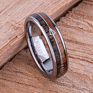 Tungsten Wedding Band 6mm with Rosewood & Black Zebra Wood, Engagement Ring or Promise Ring for Men, Anniversary Gift, Unique Tungsten Ring