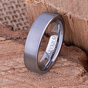 Tungsten Mens or Womens Wedding Band or Engagement Band 6mm Flat Brushed, Mens Anniversary Band, Promise Ring for Him, Unisex Tungsten Ring