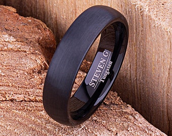 Schwarzer Wolfram Ring 6 mm : Hochzeitsring in matt