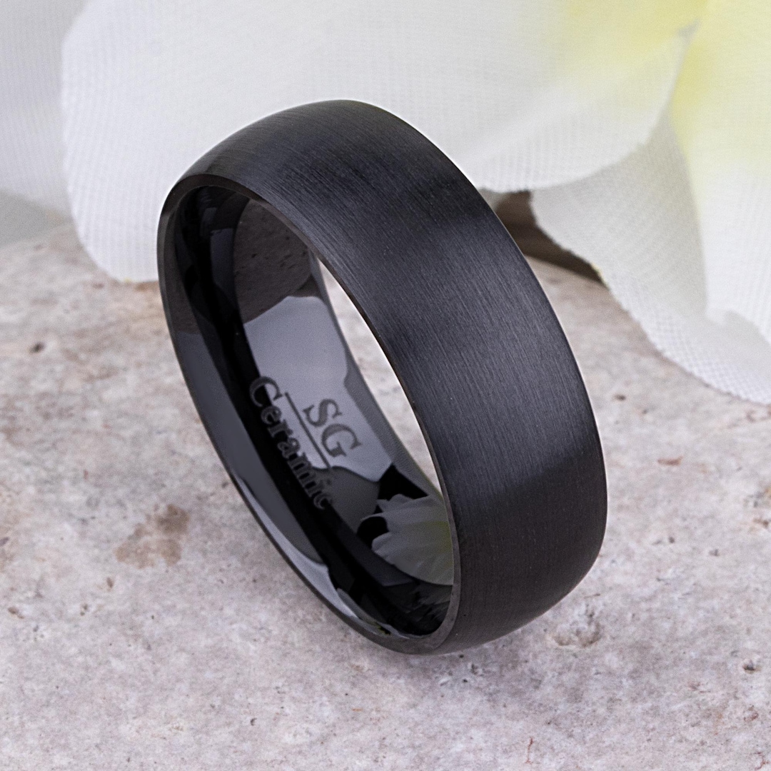 Ceramic Mens Wedding Ring or Mans Engagement Band 8mm, Promise Ring for ...