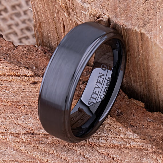 Alliance ou alliance en ceramique pour homme 8 mm cadeau d anniversaire pour mari bague de promesse pour lui alliance noire unique pour lui Etsy France