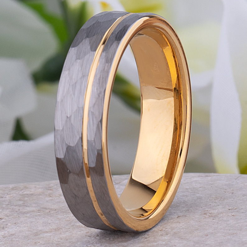 Unique Tungsten Wedding Band 6mm Brushed Diamond Cut Surface - Etsy