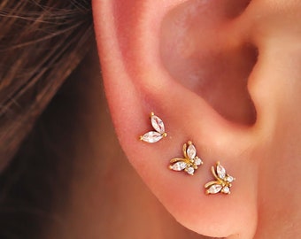 Butterfly earrings • GIFT For Her • Stud Earrings • Gold Silver Rose Earrings • SERENDINI ES718