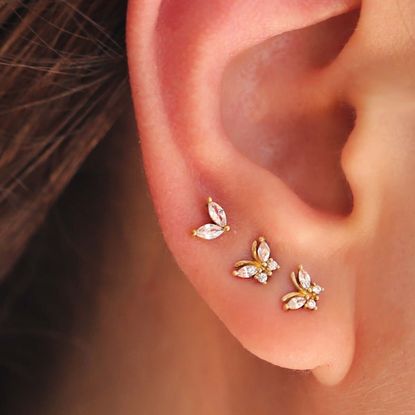 Butterfly earrings • GIFT For Her • Stud Earrings • Gold Silver Rose Earrings • SERENDINI ES718