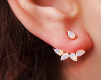 Boucles d'oreilles OPALE • CADEAU pour elle • Clous d'oreilles opale Boucles d'oreilles or argent • SERENDINI