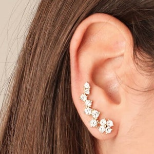Ear climbers • Silver Ear climber • Earrings for Women • gift for her • ear crawlers • gifts for Mom • GOLD SILVER Rose Eariings • VERENDI