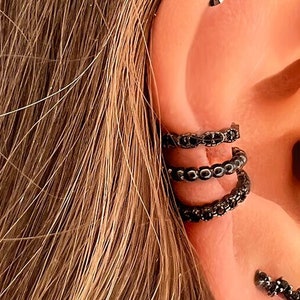 EAR CUFF • ear cuff no piercing • black earrings • earrings set • huggie earrings • silver earrings • best friend gift • VERENDI