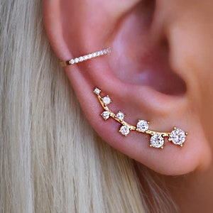 Climber Earrings GIFTS for her Ear climber 14K Gold Silver Earrings SERENDINI 画像 1