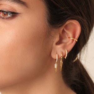 Mini hoop earrings with spike huggie Hoop Earrings for Women Modern Earrings Jewelry Gift Earring Set sterling silver earrings SERENDINI