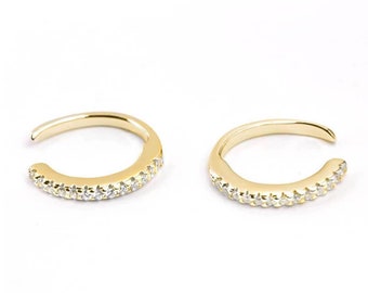 Oormanchet zonder piercing • Kristallen oormanchet • Helix-kraakbeenoorbel zonder piercing - roségoud, zilver of goud