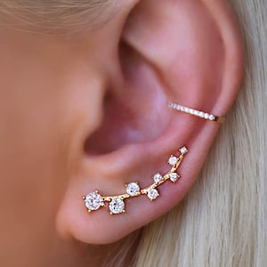 Climber Earrings • GIFTS for her • Ear climber • 14K Gold Silver Earrings • VERENDI