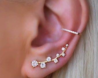 Climber Earrings • GIFTS for her • Ear climber • 14K Gold Silver Earrings • VERENDI