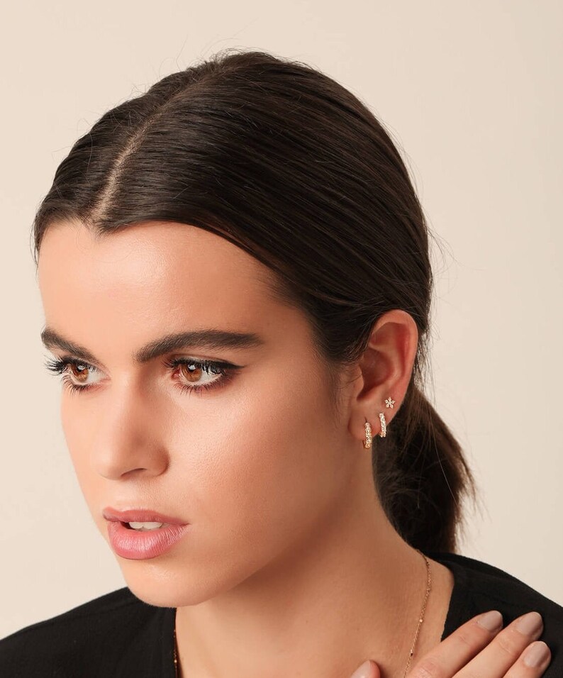 Gold HUGGIE Earrings Best Friend Gift Small Hoop Earrings Etsy