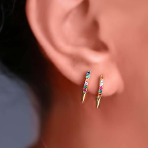 Small huggie Hoop, Spike earrings, hoop earring, huggie Hoops, Colorful Earring, mini hoops, Earring Set multicolor earring VERENDI