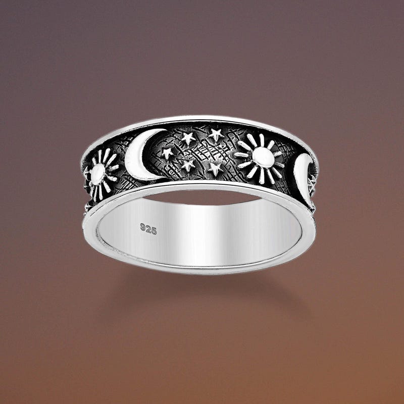 Sun and Moon Ring Set - Etsy