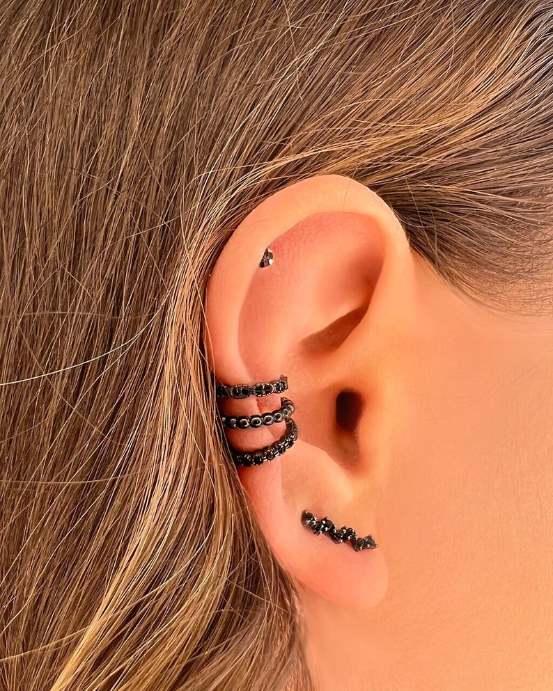 BLACK Ear CUFF Best Friend Gift Ear Cuff No Piercing Etsy