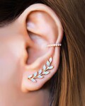 OPAL LEAF climber earrings • GIFT for her • gold rose silver earrings • bridal earrings