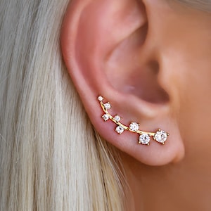 Climber Earrings GIFTS for her Ear climber 14K Gold Silver Earrings SERENDINI 画像 5