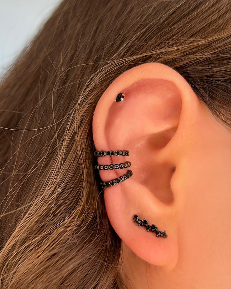 BLACK Ear CUFF Best Friend Gift Ear Cuff No Piercing Etsy