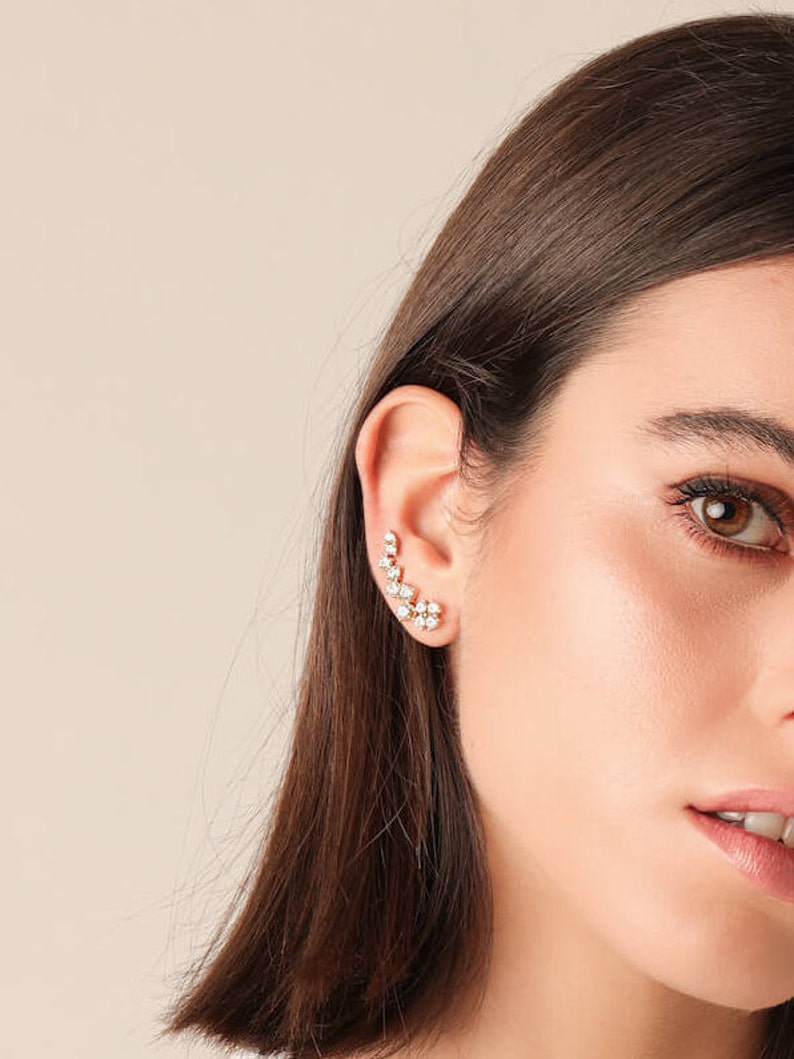 Ear Crawler Gold Ear Climber Ear Cuff Earrings Gold Ear Etsy