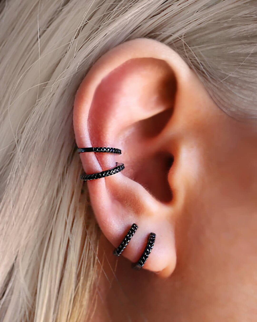 Black HUGGIE Earrings BEST Friend Gift Hoop Earrings Earrings Mens