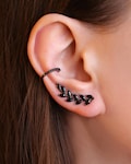 Black Earrings  • Climber Earrings • GIFT for her • LEAF earrings  •  Black Gold Silver Earrings  • VERENDI