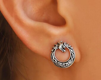 Orecchini con nodo celtico del drago in argento sterling - Italia