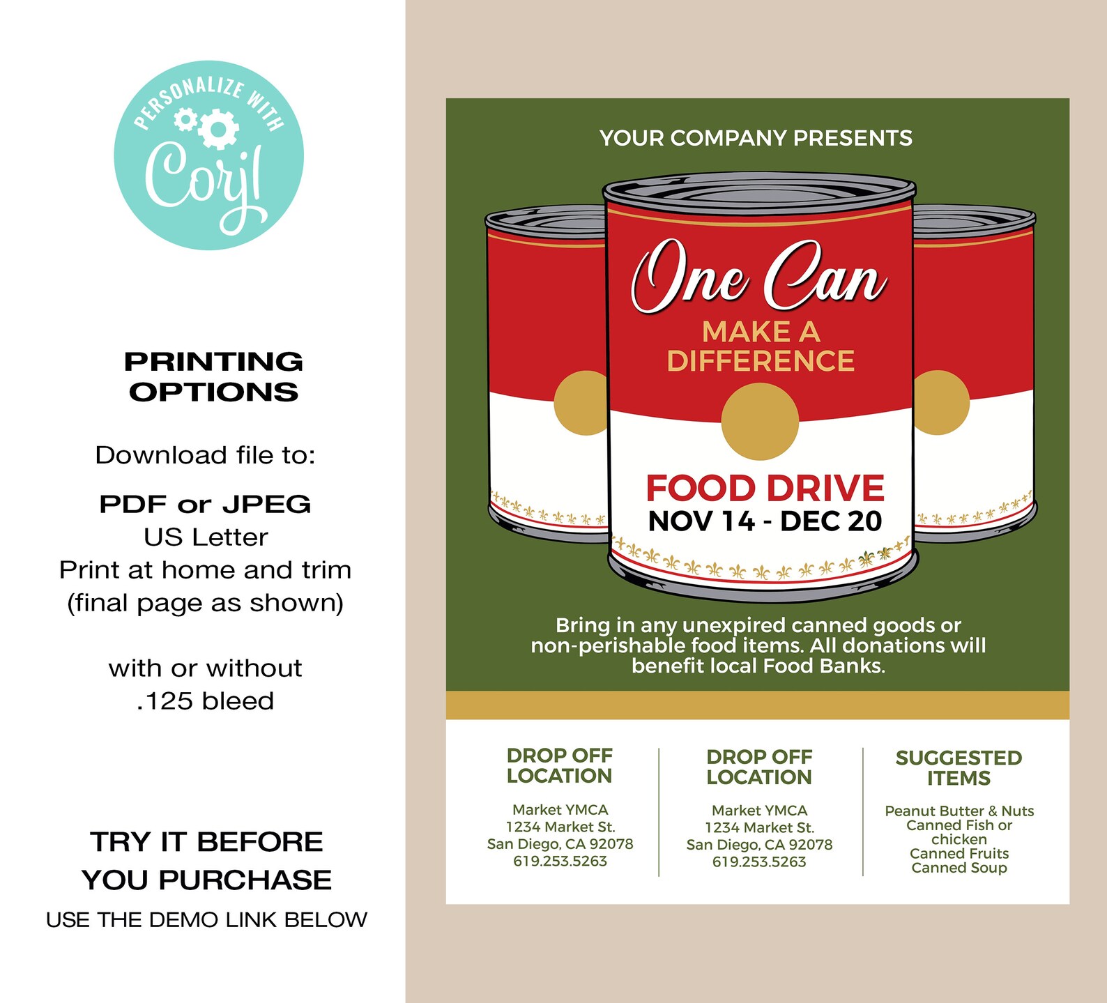 Canned Food Drive Flyer Template